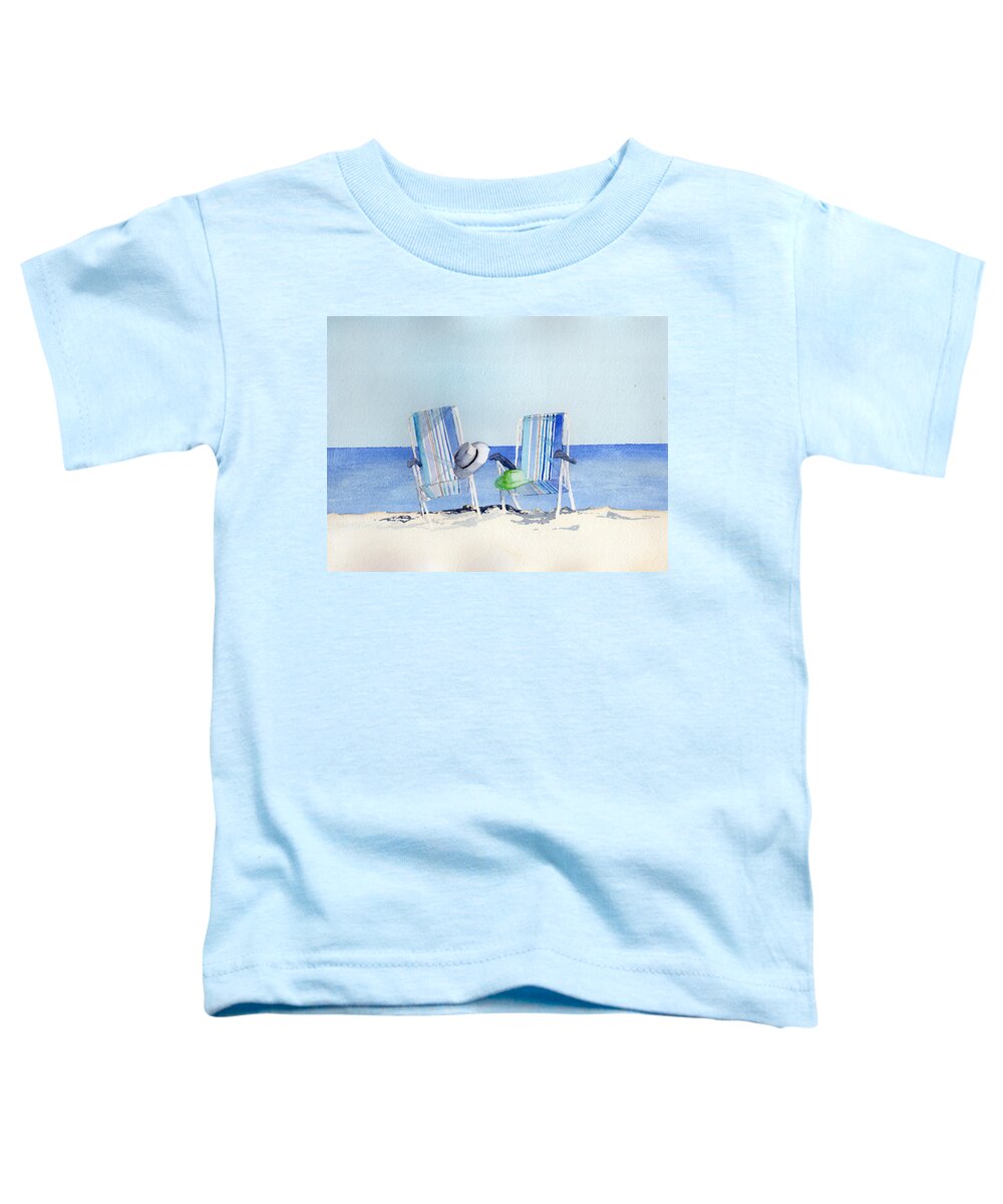 Beach Toddler T-Shirt featuring the painting Beach Chairs by Sean Parnell