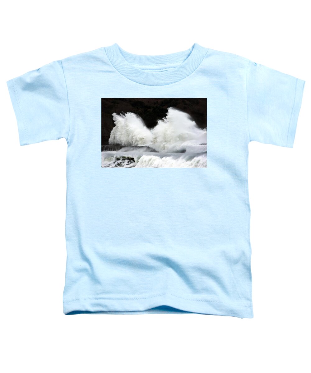 Breakwater Toddler T-Shirt featuring the photograph Big Waves Breaking On Breakwater by Mikel Martinez de Osaba