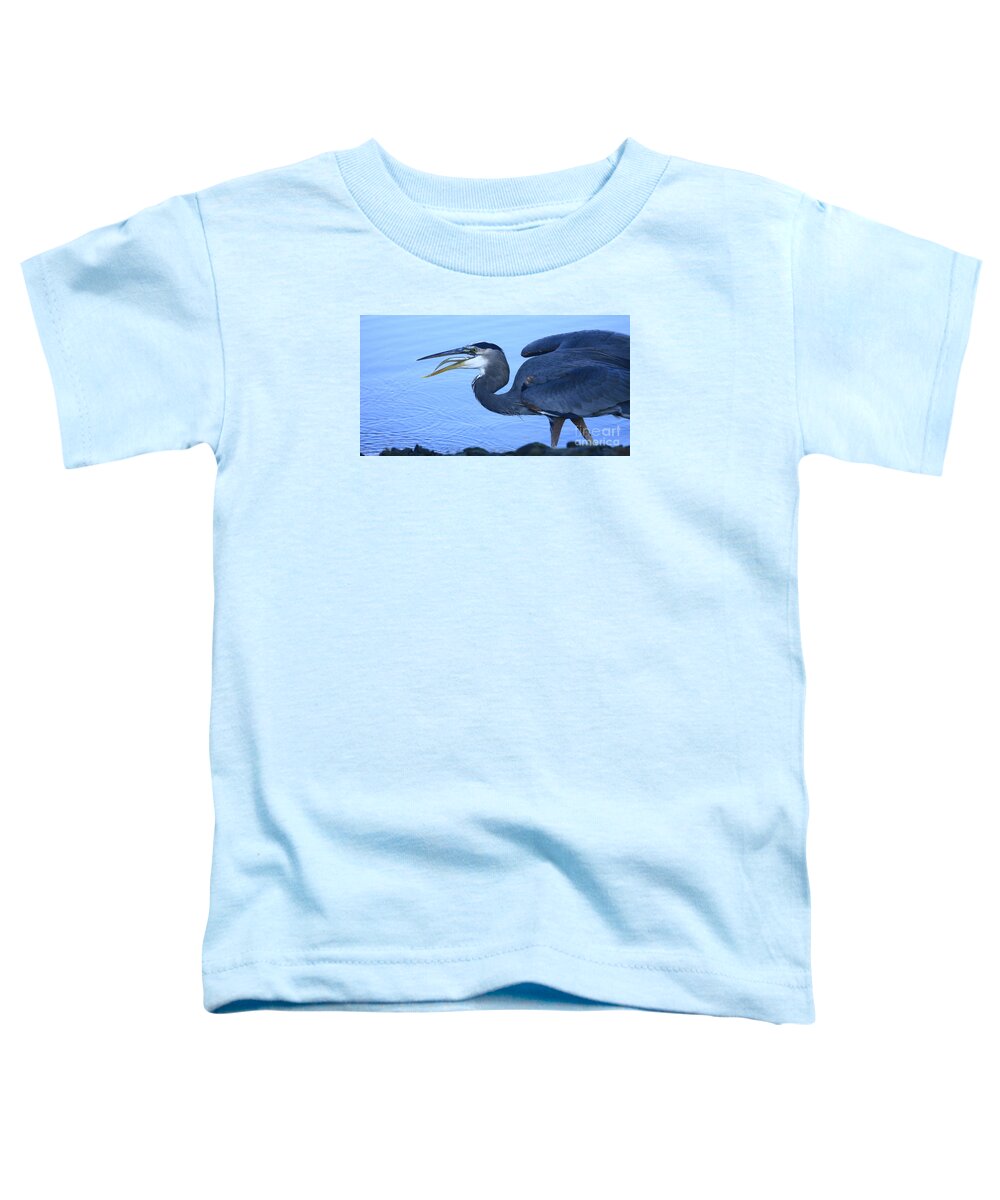 Landscapes Toddler T-Shirt featuring the photograph Blue Heron Gulp by John F Tsumas