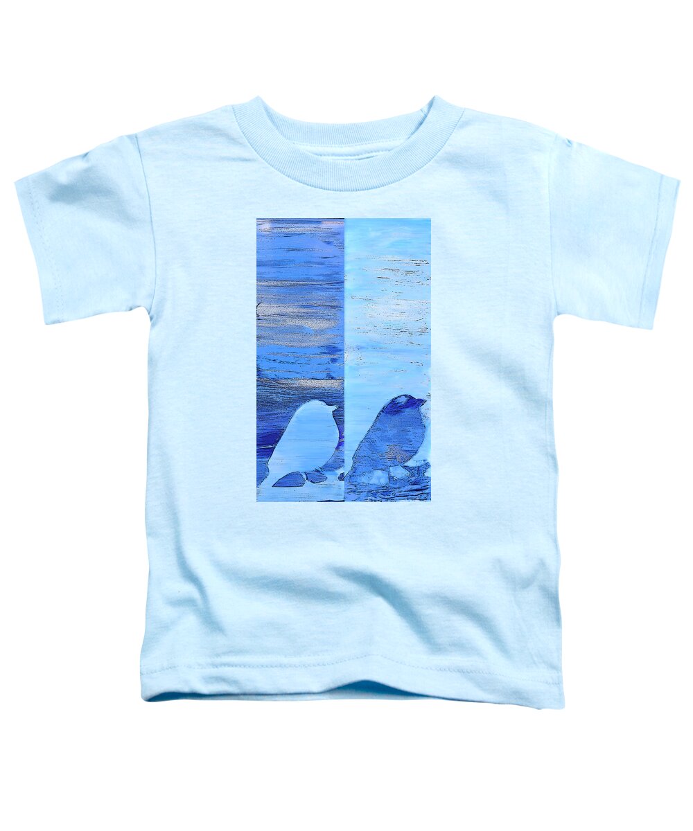 Bluebirds Toddler T-Shirt featuring the painting Bluebirds by Shelley Myers