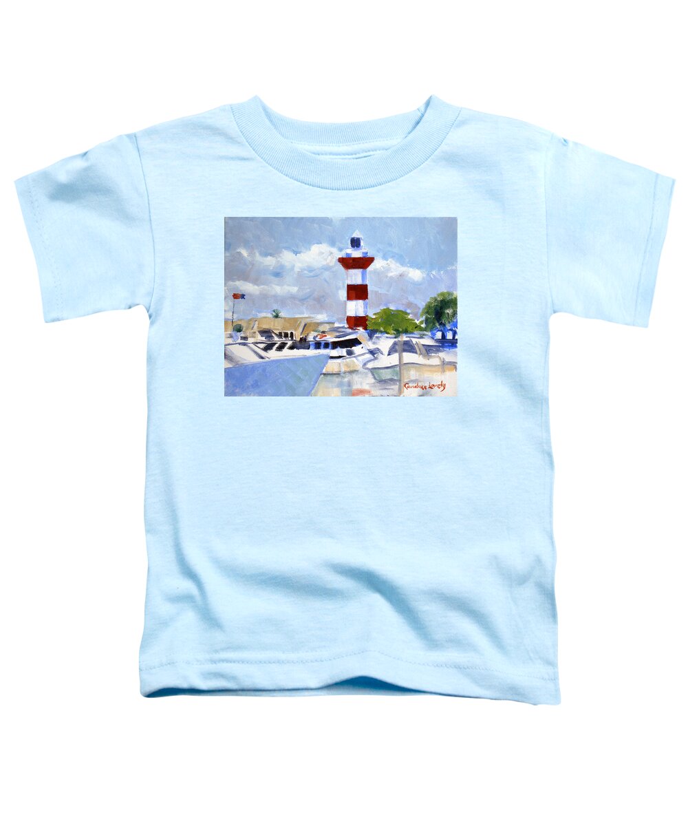 Best Known And Best Loved Landmark Toddler T-Shirt featuring the painting Boats in Harbour Town by Candace Lovely
