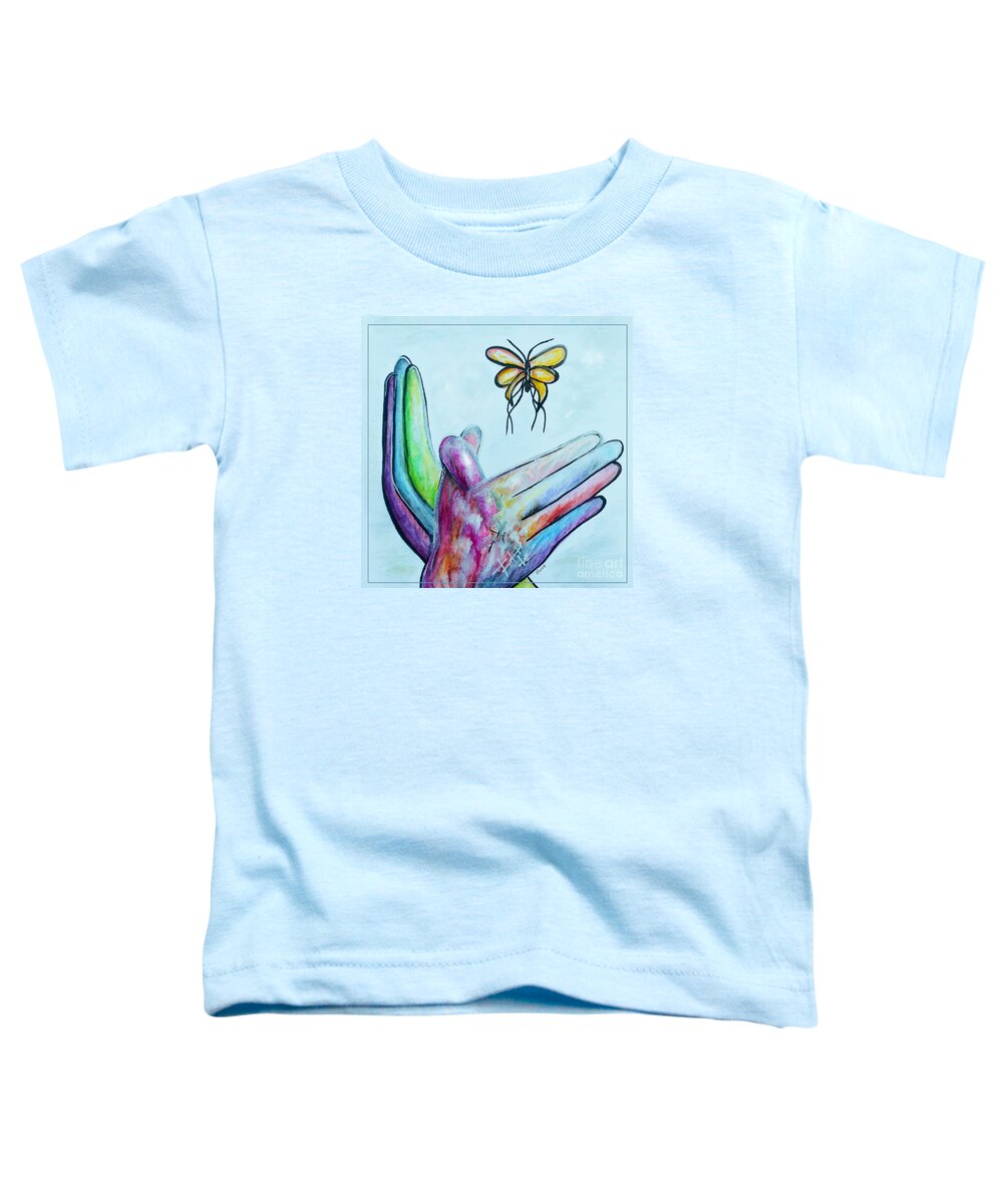 American Sign Language Toddler T-Shirt featuring the mixed media Butterfly by Eloise Schneider Mote