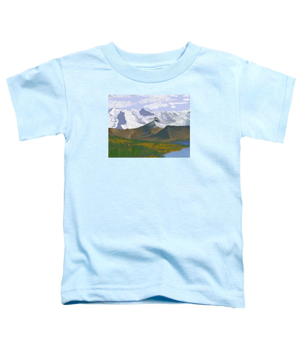 Landscape Toddler T-Shirt featuring the digital art Canadian Rockies by Terry Frederick