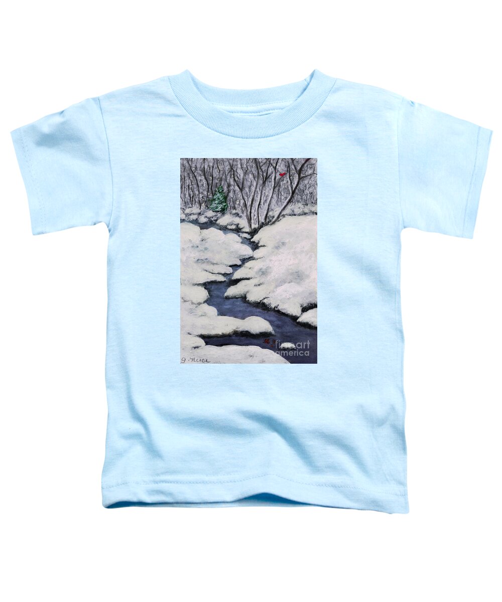 Cardinal Toddler T-Shirt featuring the pastel Cardinal Creek by Ginny Neece