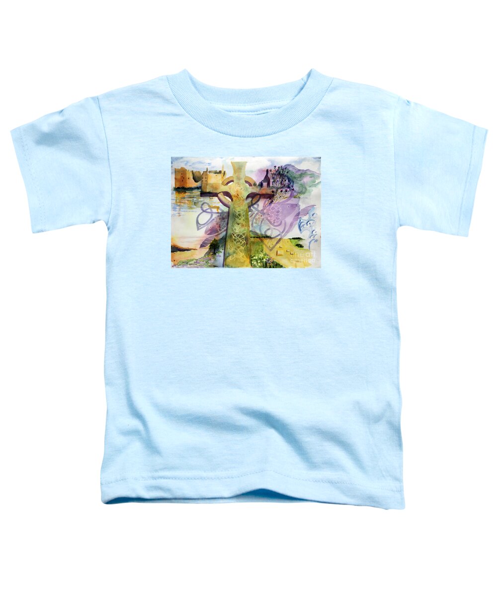 Celtic Cross Toddler T-Shirt featuring the painting Inspired By Ancient Designs by Maria Hunt