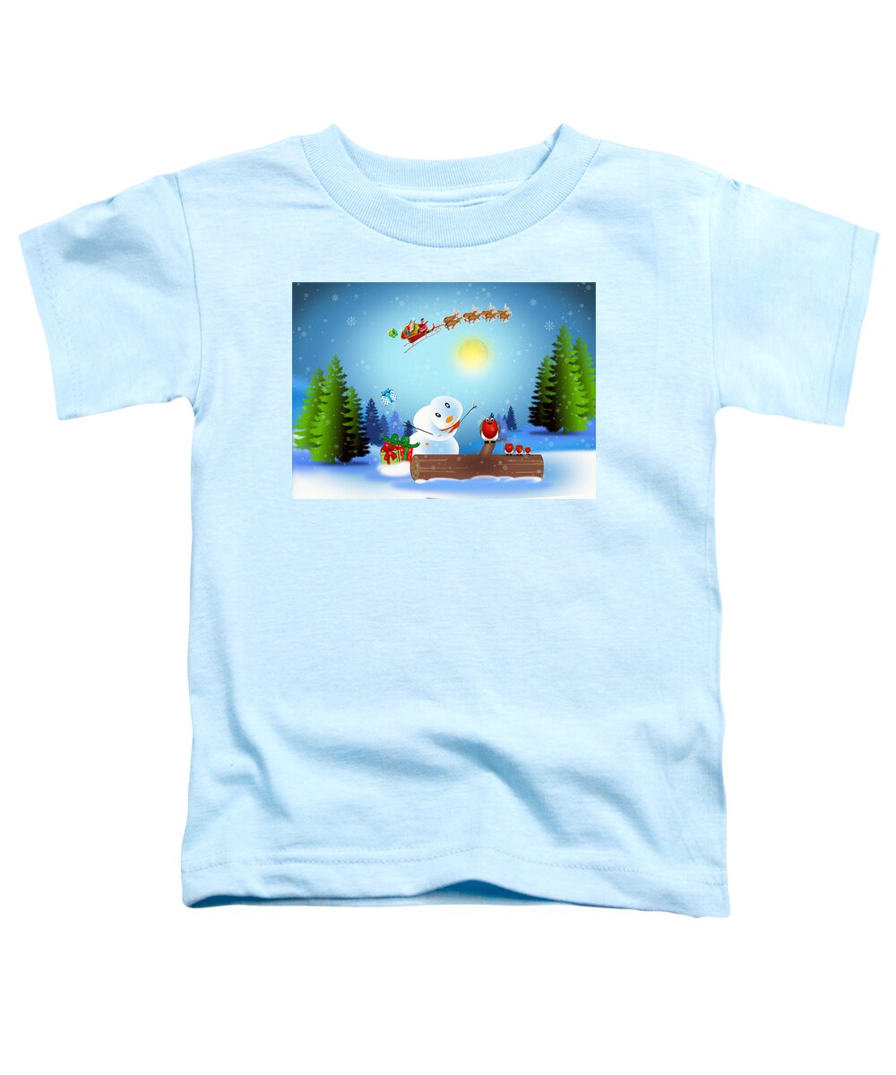 Robin Toddler T-Shirt featuring the digital art Christmas Robin by Spikey Mouse Photography