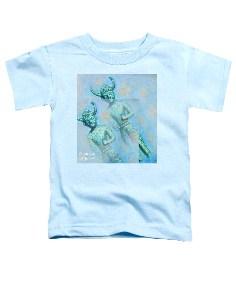 Augusta Stylianou Toddler T-Shirt featuring the painting Cyprus Gods of Trade by Augusta Stylianou
