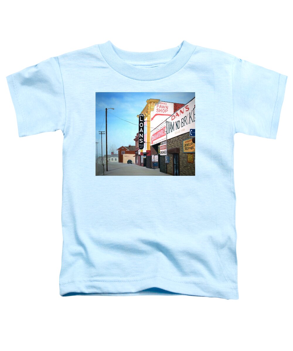 Cityscape Toddler T-Shirt featuring the painting Dan's by Stacy C Bottoms