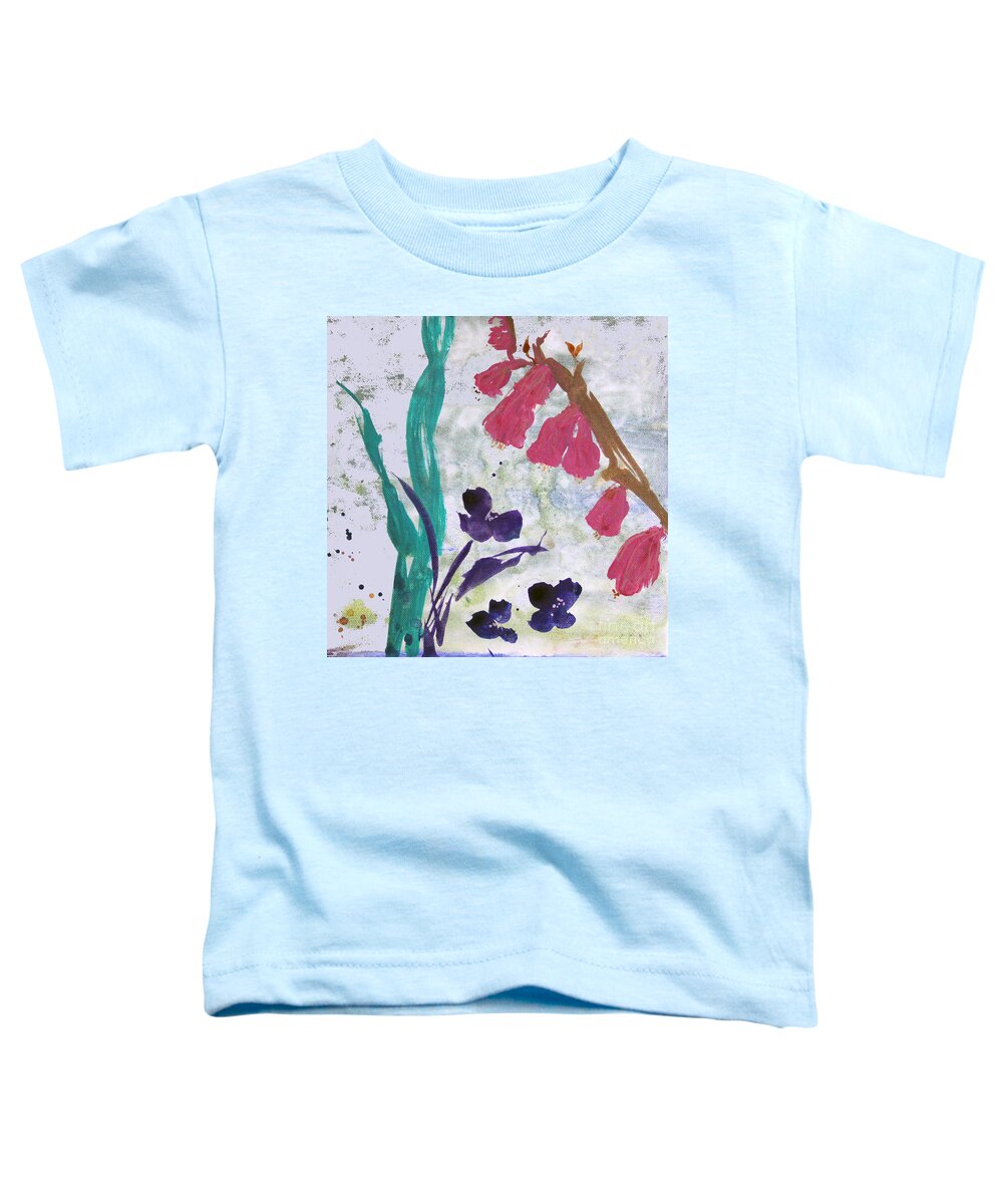 Dreamy Day Flowers Toddler T-Shirt featuring the painting Dreamy Day Flowers by Robin Pedrero