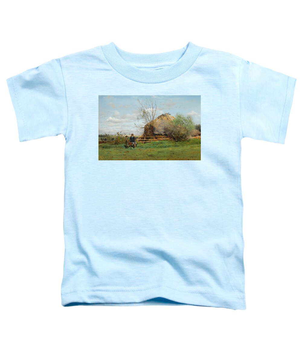 Vladimir Makovsky Toddler T-Shirt featuring the painting Early Autumn in the Village by Vladimir Makovsky
