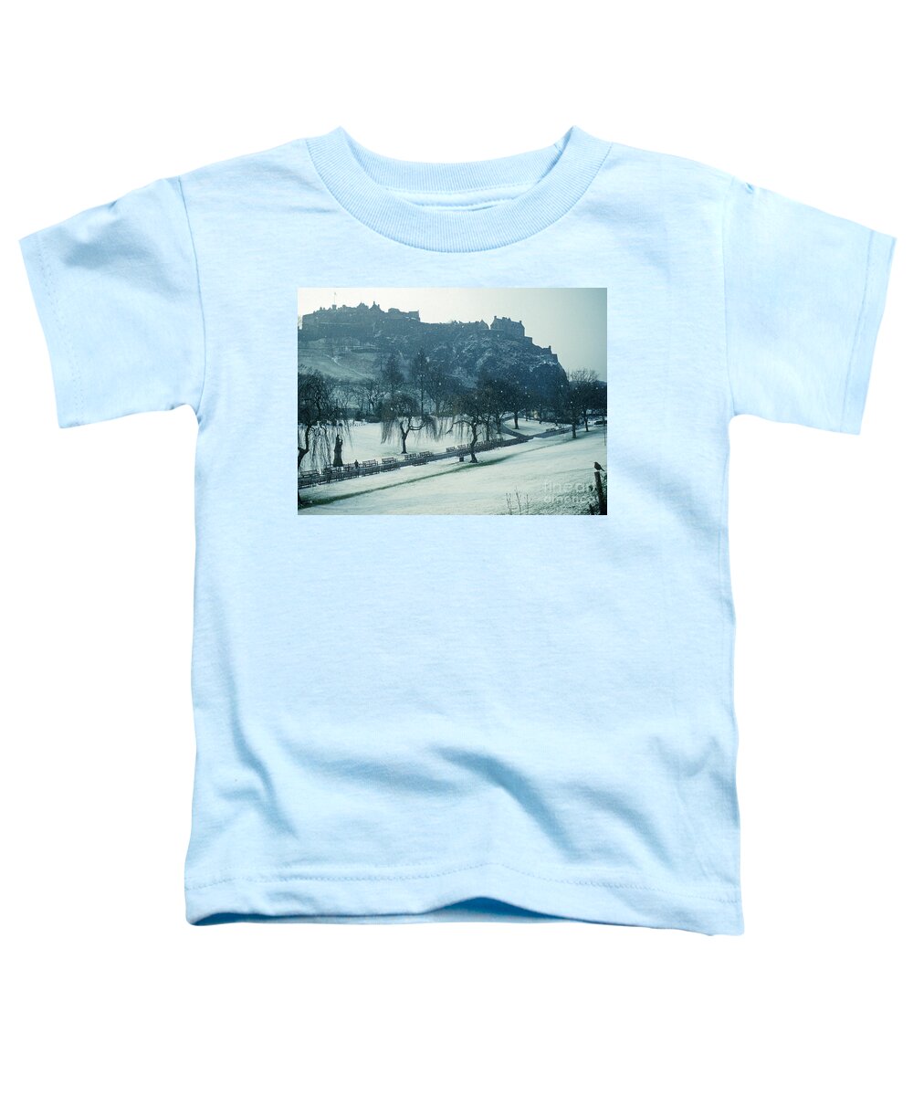 Edinburgh Castle Toddler T-Shirt featuring the photograph Edinburgh Castle - snow shower by Phil Banks