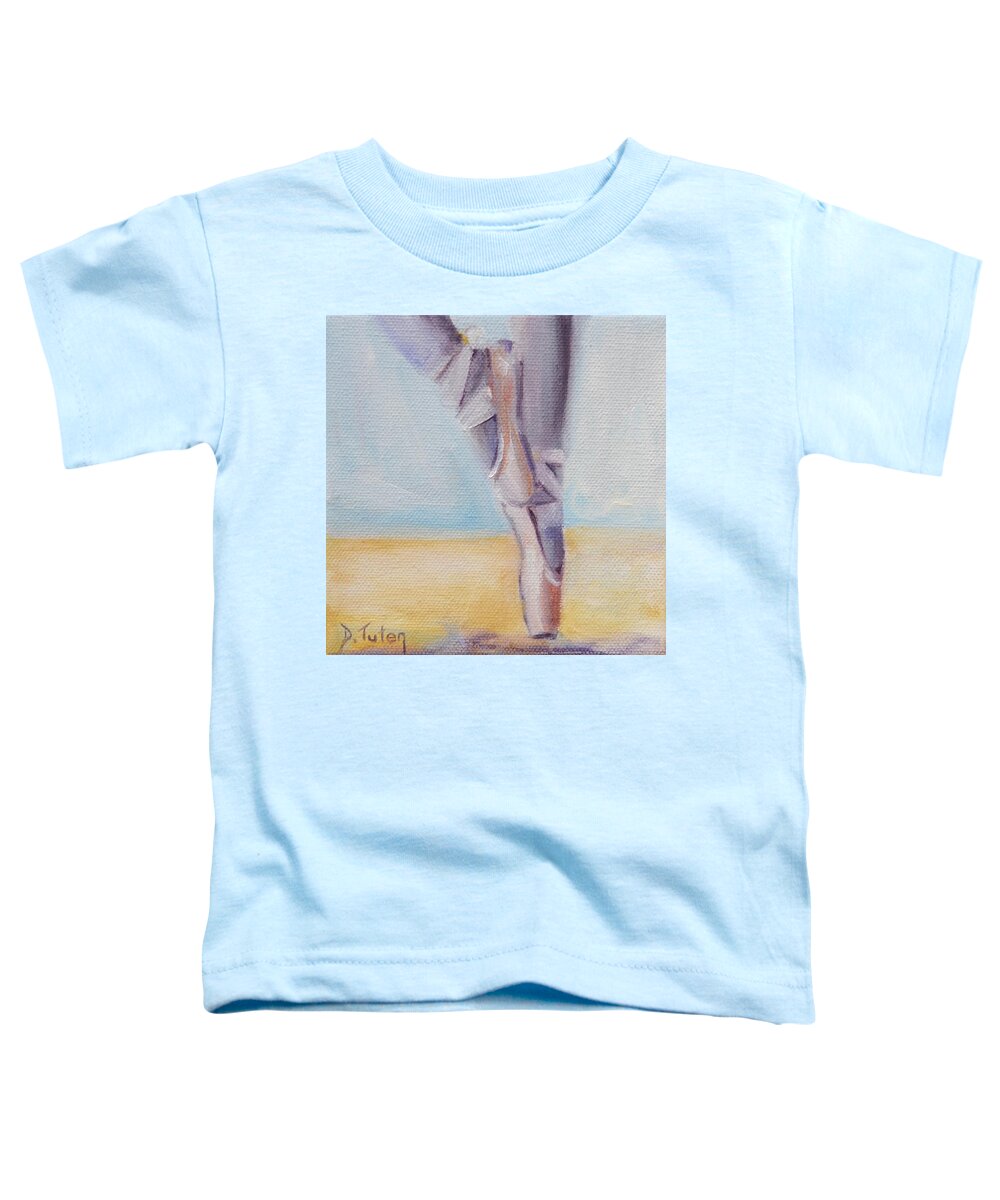 Ballet Toddler T-Shirt featuring the painting En Pointe by Donna Tuten