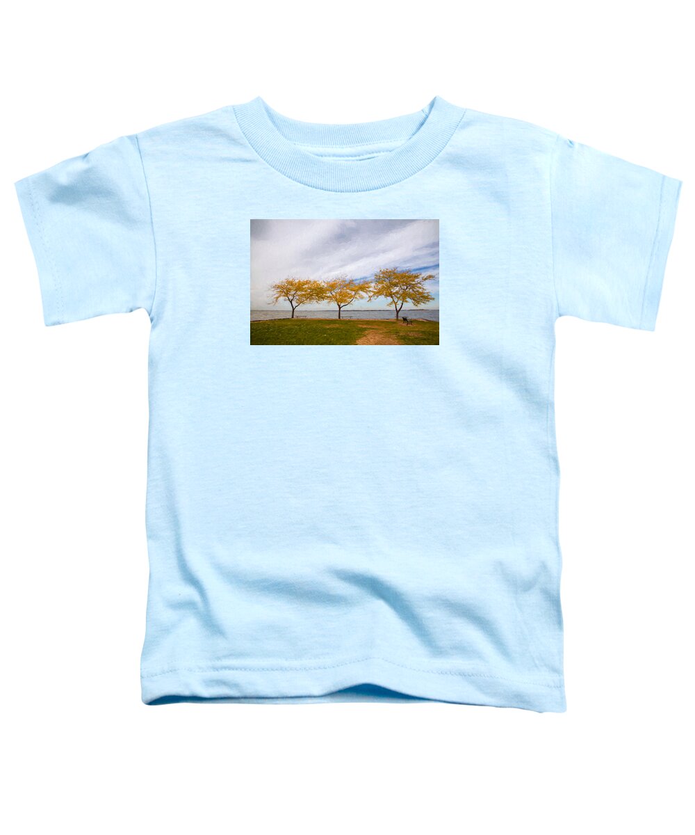 Landscape Toddler T-Shirt featuring the photograph Fall Colors on Lake Erie by John M Bailey