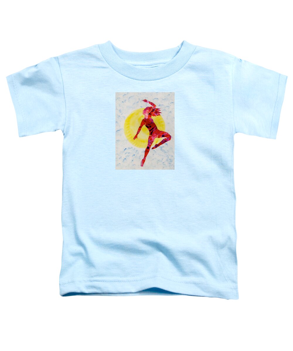 Mary Ogden Armstrong Toddler T-Shirt featuring the painting Fire dancer by Mary Armstrong