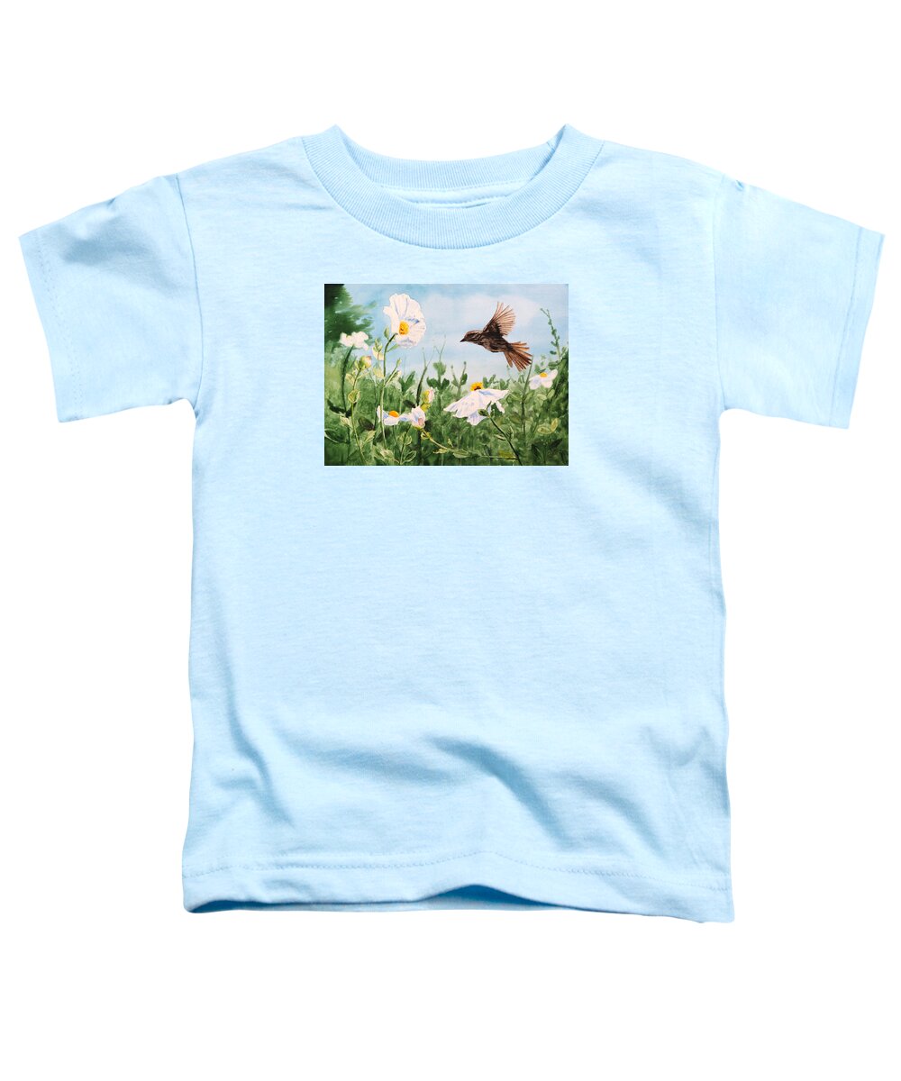 Summer Toddler T-Shirt featuring the painting Flying Bird by Masha Batkova