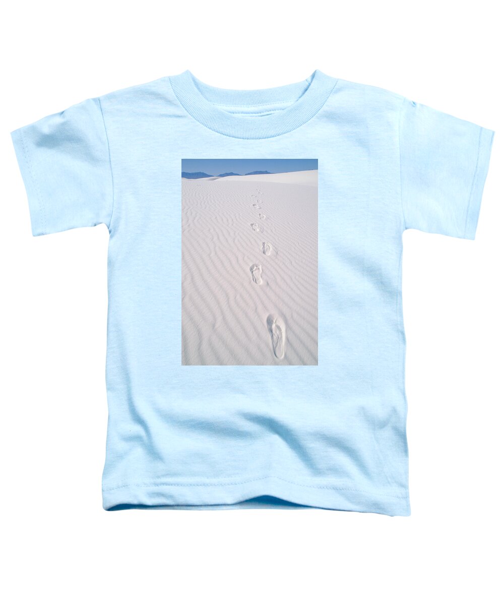 Flpa Toddler T-Shirt featuring the photograph Footprints White Sands New Mexico by Mark Newman