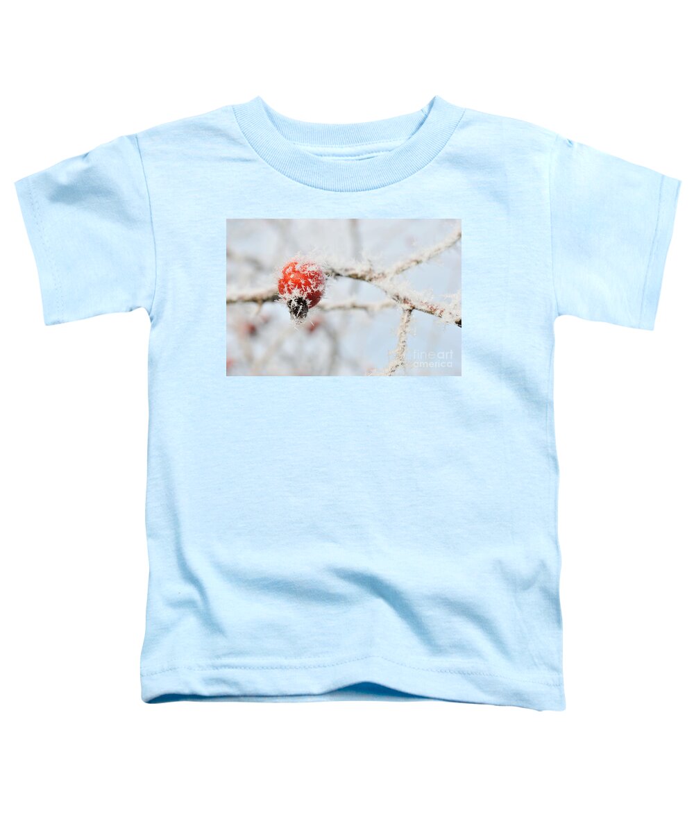  Toddler T-Shirt featuring the photograph Frozen rose hip by Martin Capek
