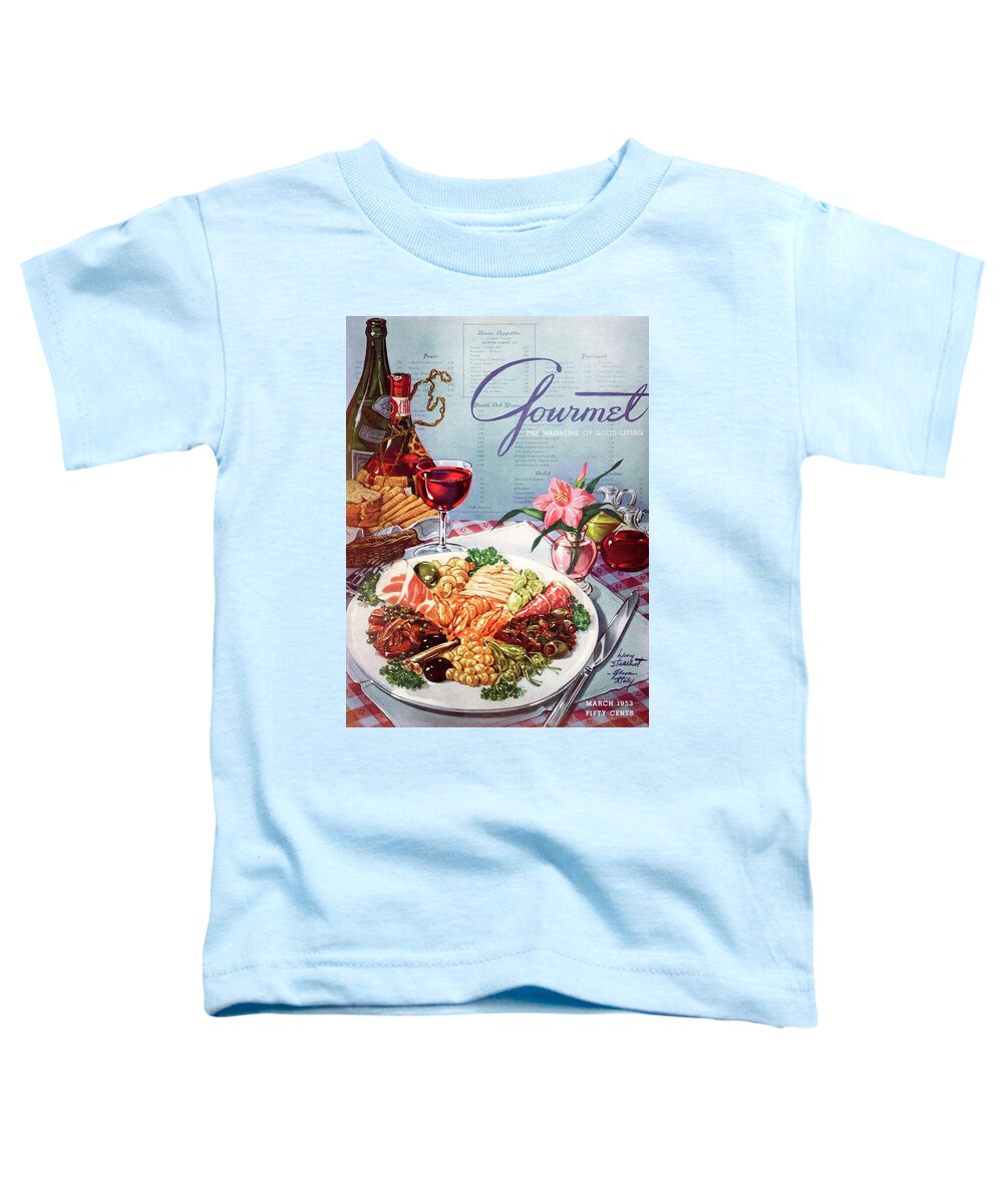 Food Toddler T-Shirt featuring the photograph Gourmet Cover Illustration Of A Plate Of Antipasto by Henry Stahlhut