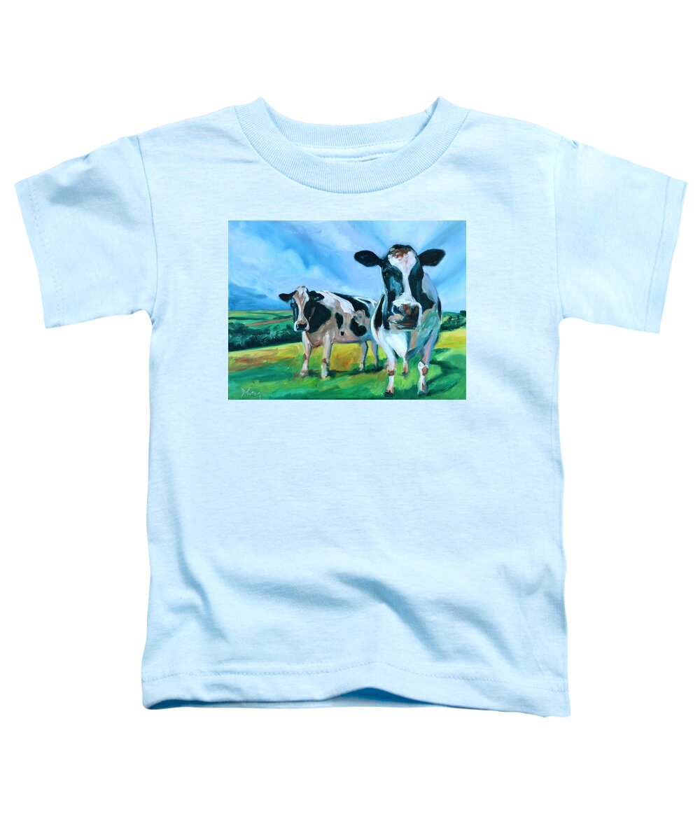 Donna Tuten Toddler T-Shirt featuring the painting Holstein Amoogos by Donna Tuten