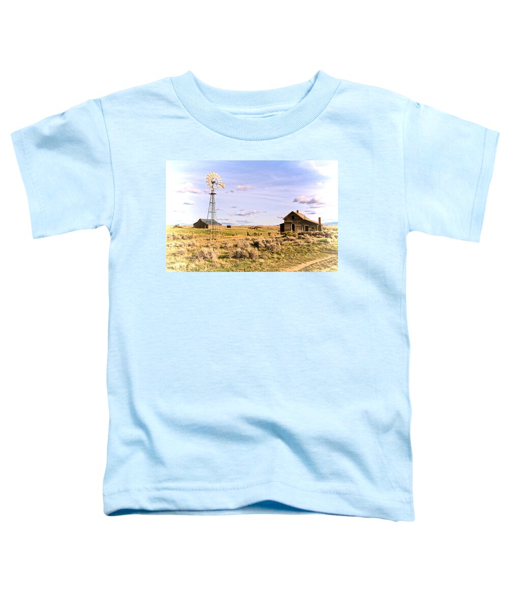 Windmill Toddler T-Shirt featuring the photograph Homestead That Once Was by Athena Mckinzie