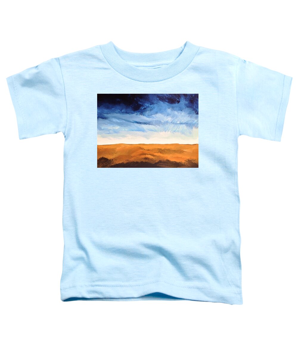 Dark Blue Sky Toddler T-Shirt featuring the painting In The Distance by Linda Bailey