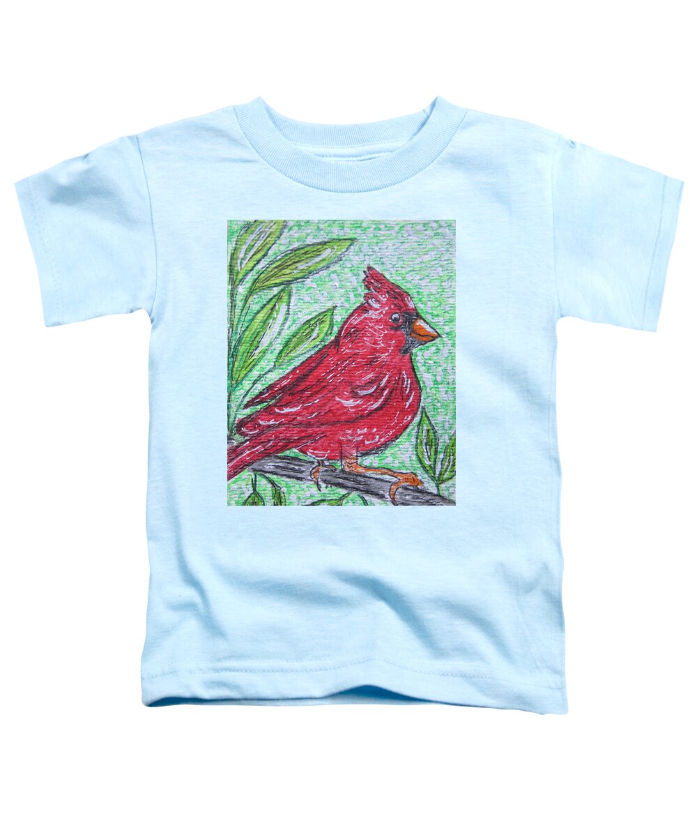 Indiana Toddler T-Shirt featuring the painting Indiana Cardinal Redbird by Kathy Marrs Chandler