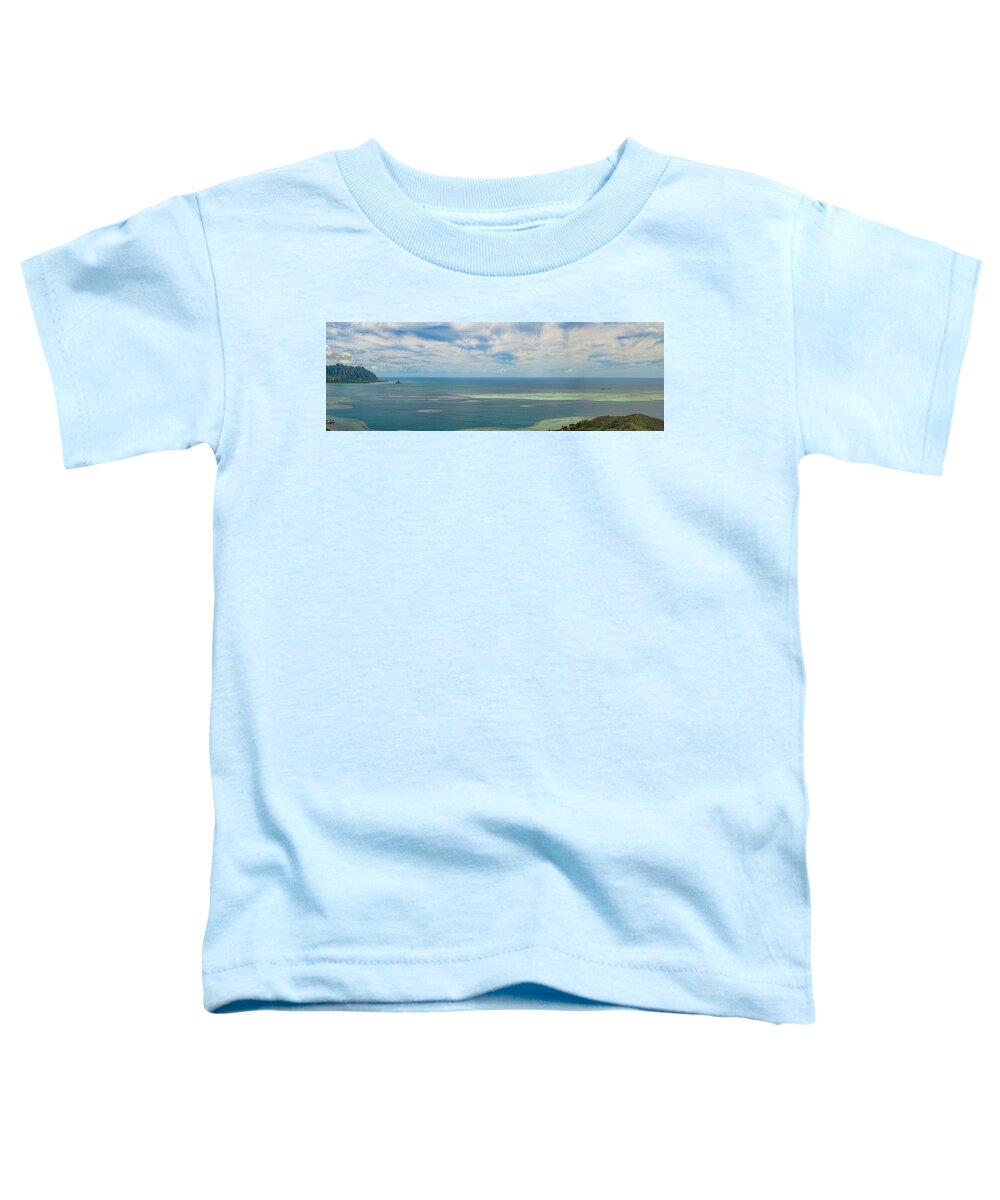 Hawaii Toddler T-Shirt featuring the photograph Kaneohe Sandbar Panorama by Dan McManus