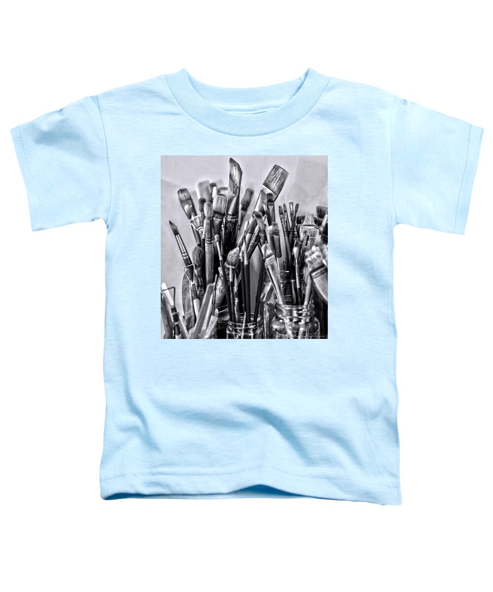 Paint Brushes Toddler T-Shirt featuring the photograph Keys to the Eye of Life bw By Denise Dube by Denise Dube