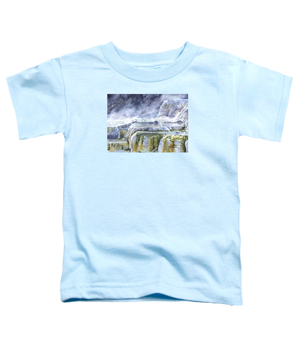 Bird Toddler T-Shirt featuring the painting Killdeer Palisades - Mammoth Hot Springs by Marsha Karle