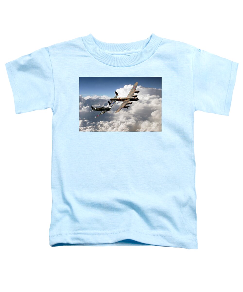 Supermarine Spitfire Toddler T-Shirt featuring the digital art Lancaster and Spitfire by Airpower Art