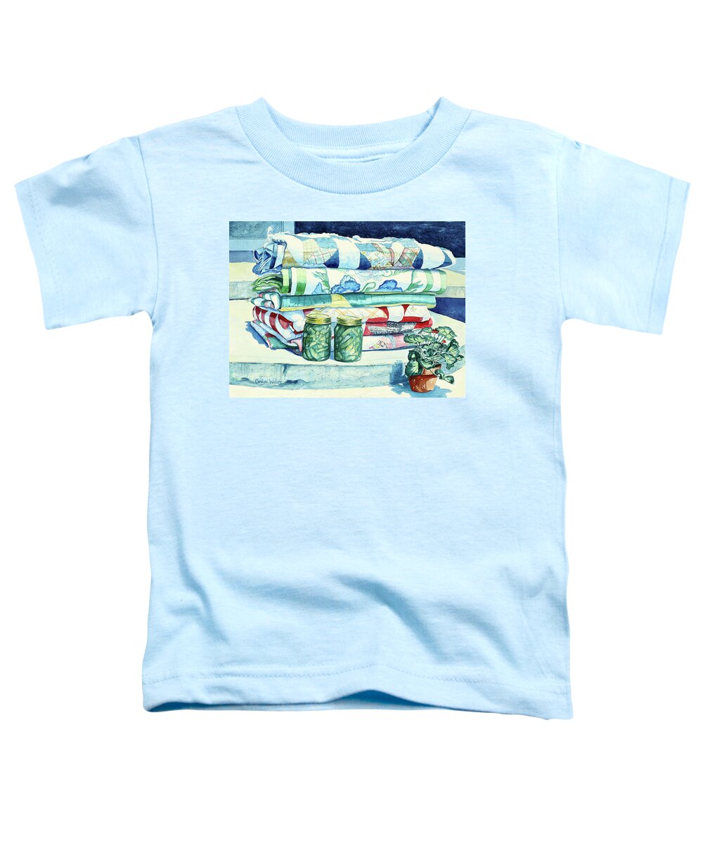 Quilts Toddler T-Shirt featuring the painting Lena's Legacy by Carolyn Coffey Wallace