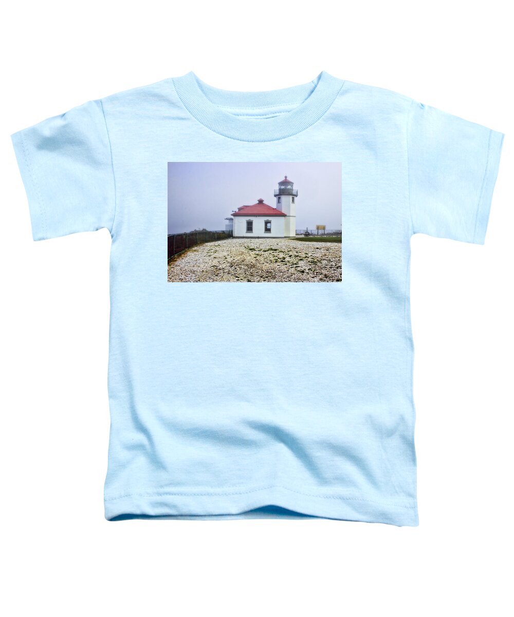 Ocean Toddler T-Shirt featuring the photograph Lighthouse at Alki Beach by Cathy Anderson