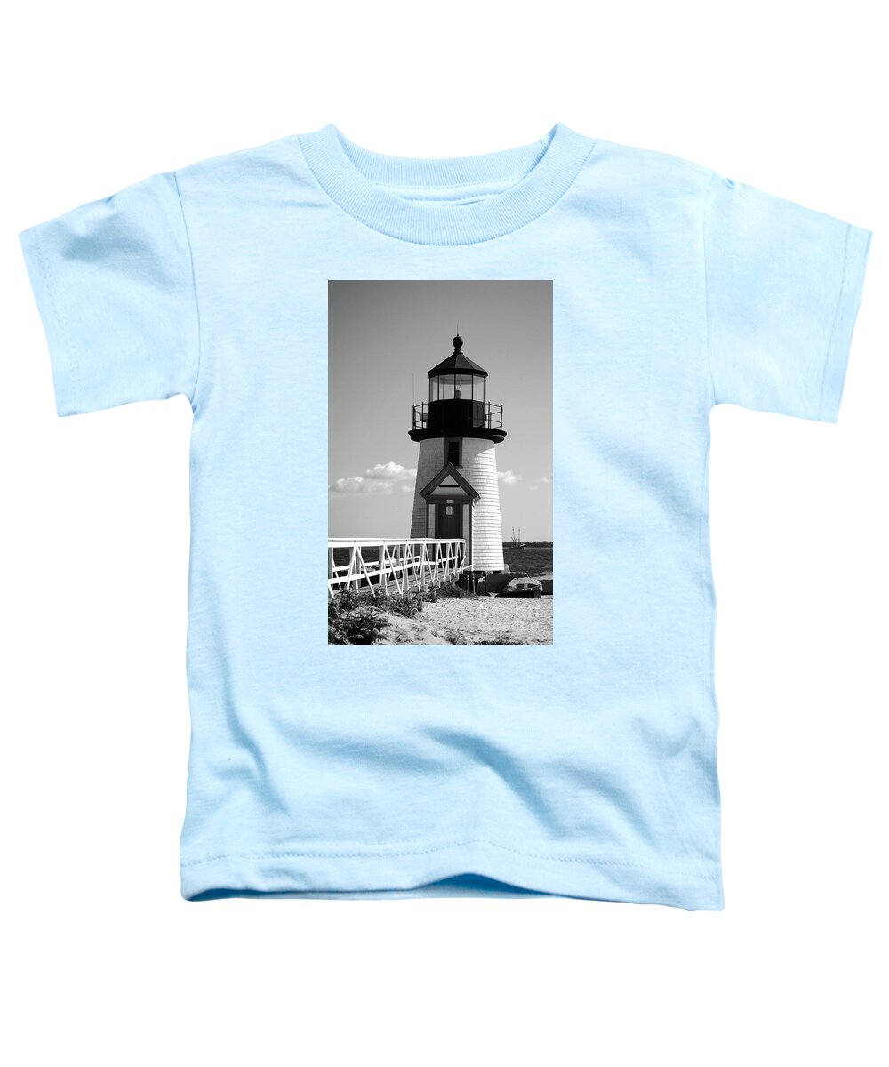 Lighthouse Toddler T-Shirt featuring the photograph Lighthouse on Nantucket BW by Lori Tambakis