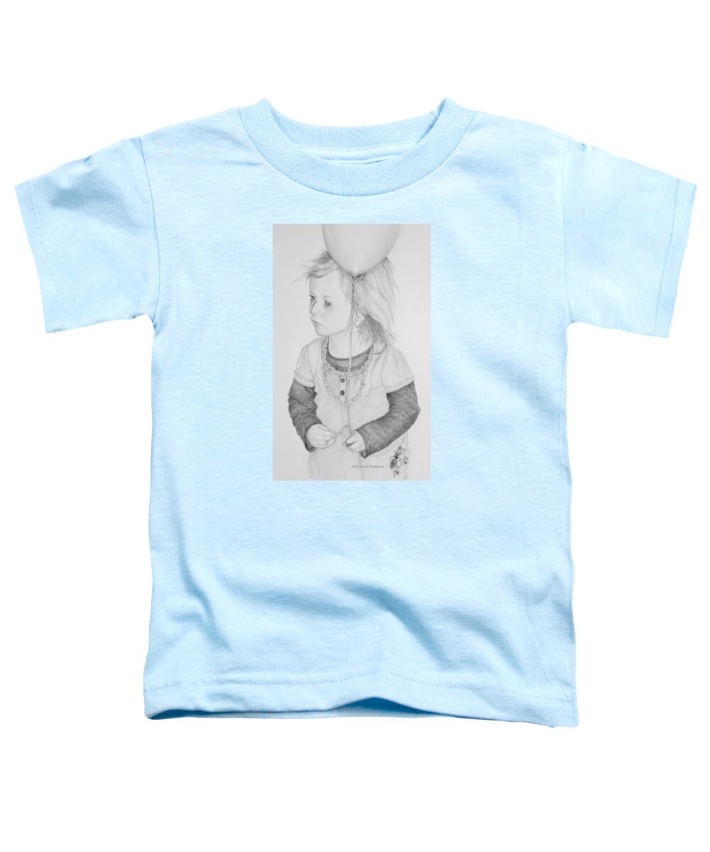 Drawing Toddler T-Shirt featuring the drawing Little Girl with balloon by John Stuart Webbstock