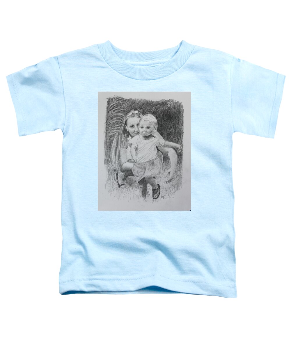 Mother Toddler T-Shirt featuring the drawing Little Runaway by Daniel Reed
