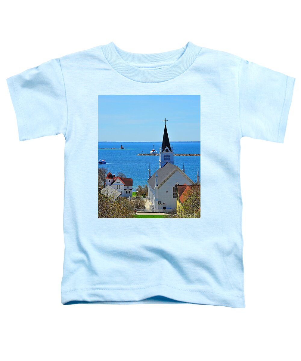 Mackinac Island Toddler T-Shirt featuring the photograph Mackinac Island Waterfront View by Terri Gostola