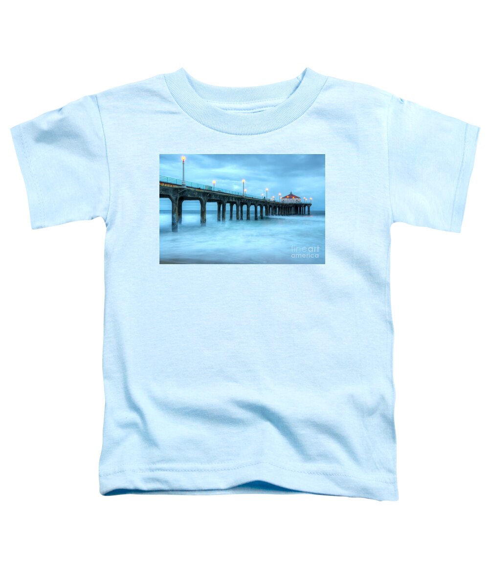 Pier Toddler T-Shirt featuring the photograph Manhattan Beach Pier California by Bob Christopher