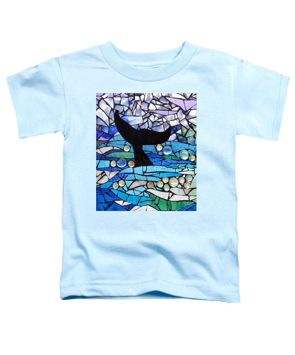 Whale Toddler T-Shirt featuring the glass art Mosaic Stained Glass - Whale Tail by Catherine Van Der Woerd