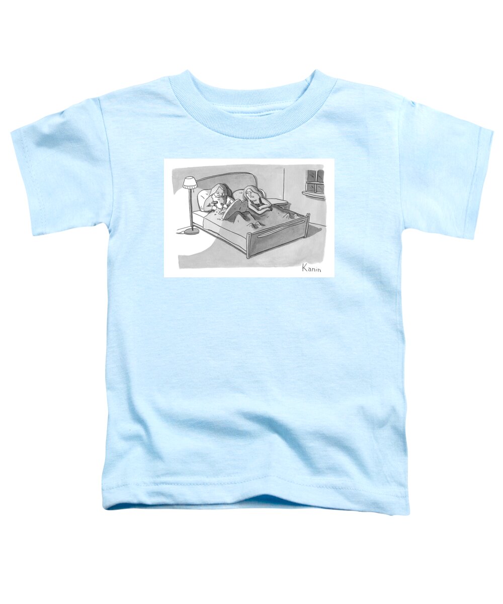 Moses Toddler T-Shirt featuring the drawing Moses Sits And Writes In Bed With Chisel by Zachary Kanin