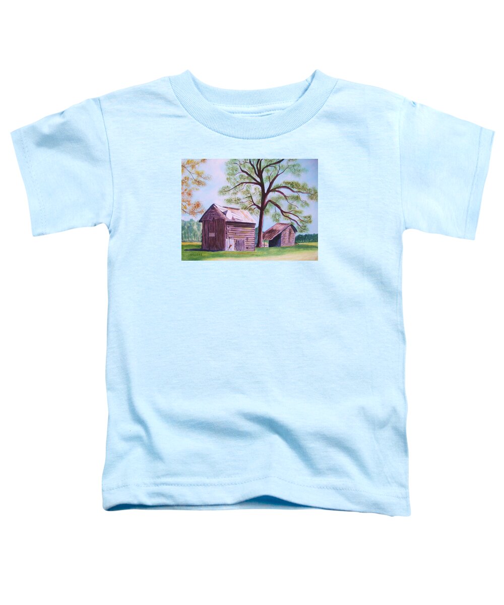 Barn Toddler T-Shirt featuring the painting NC Tobacco Barns by Jill Ciccone Pike