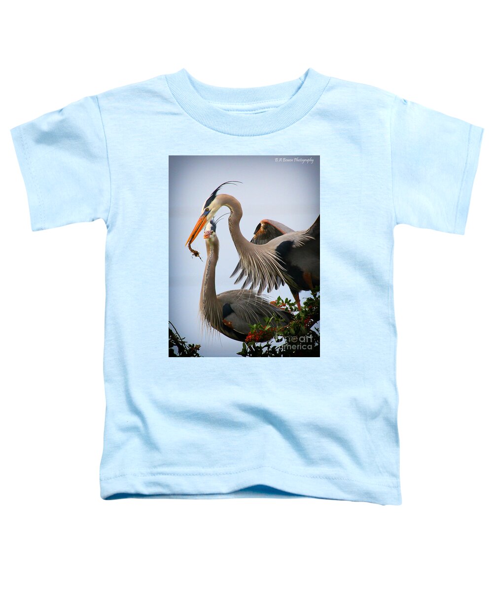 Great Blue Heron Toddler T-Shirt featuring the photograph Nestbuilding by Barbara Bowen