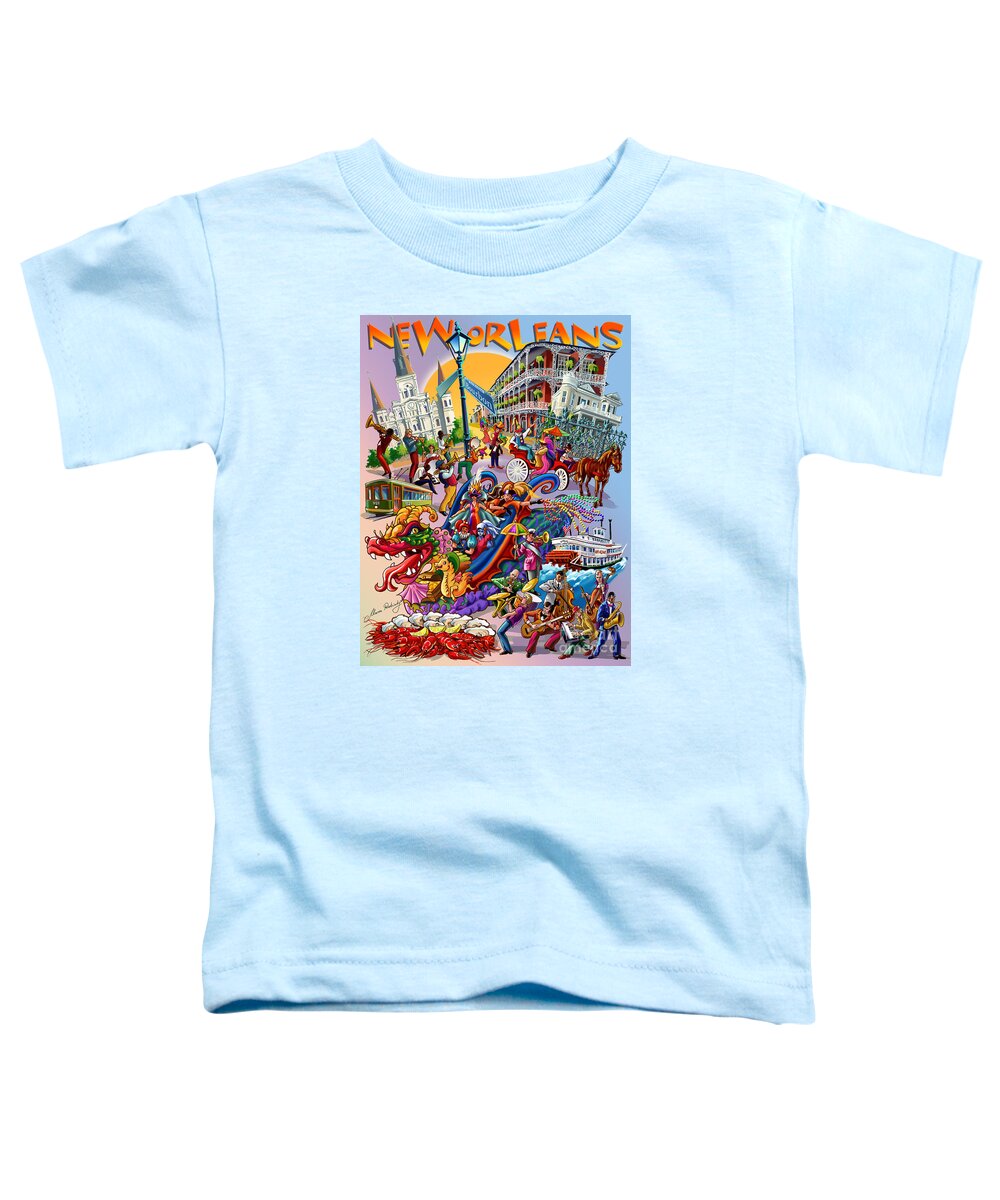 New Orleans Toddler T-Shirt featuring the digital art New Orleans in color by Maria Rabinky