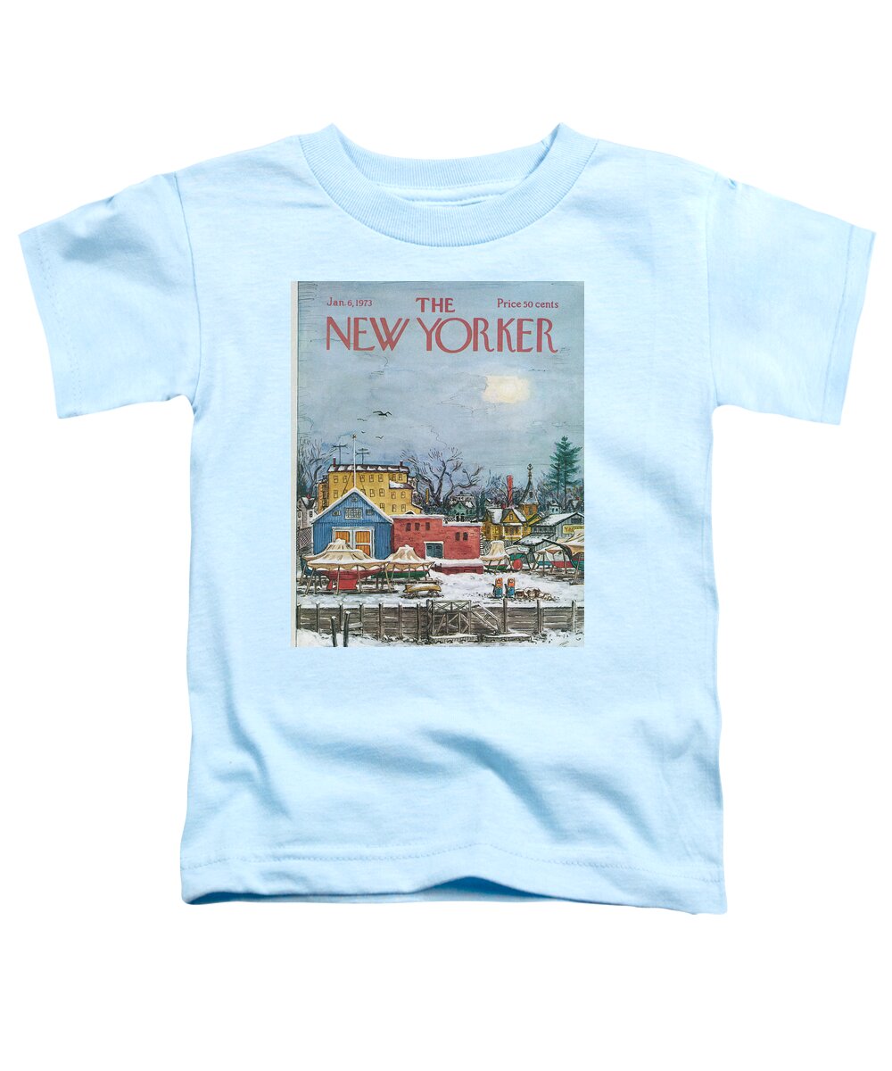 Town Toddler T-Shirt featuring the painting New Yorker January 6th, 1973 by Albert Hubbell