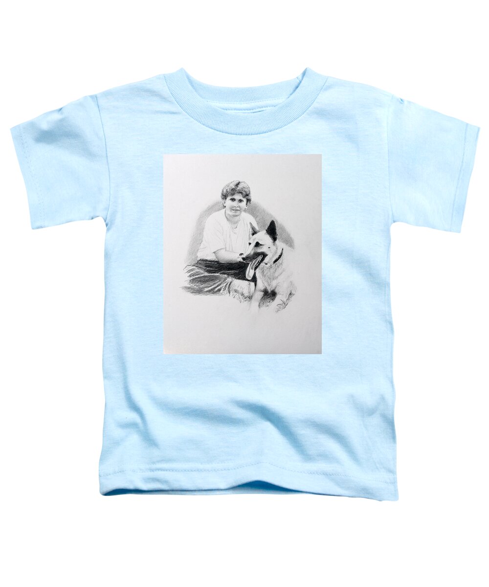 Boy Toddler T-Shirt featuring the drawing Nicholai And Bowser by Daniel Reed