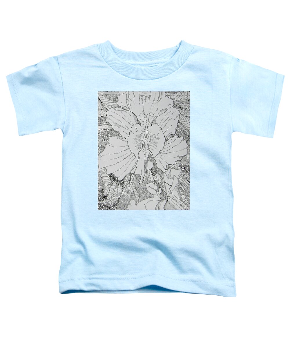 Orchid Toddler T-Shirt featuring the drawing Orchid in Disguise by Terry Holliday