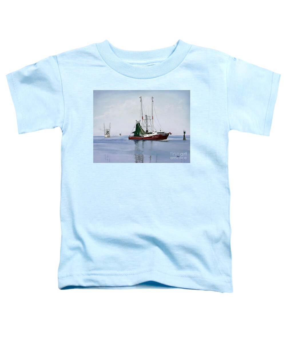 Palacios Toddler T-Shirt featuring the painting Palacios Boats by Jimmie Bartlett