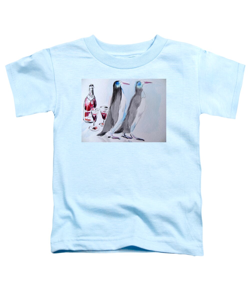Penguins Toddler T-Shirt featuring the painting Penguins by Lucia Hoogervorst