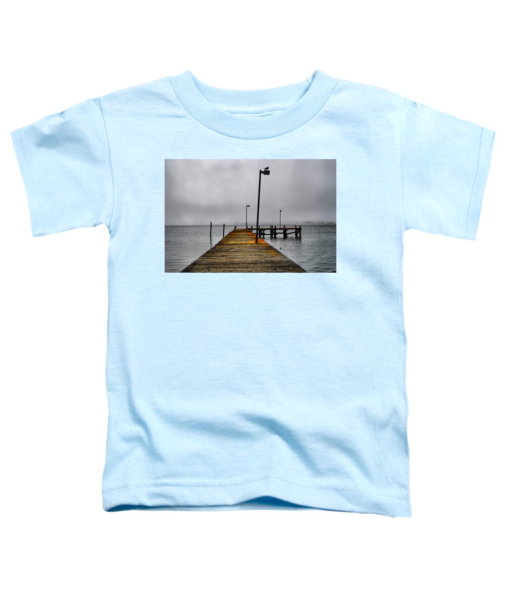 Ocean Toddler T-Shirt featuring the photograph Pier Into the Fog by Spencer Hughes