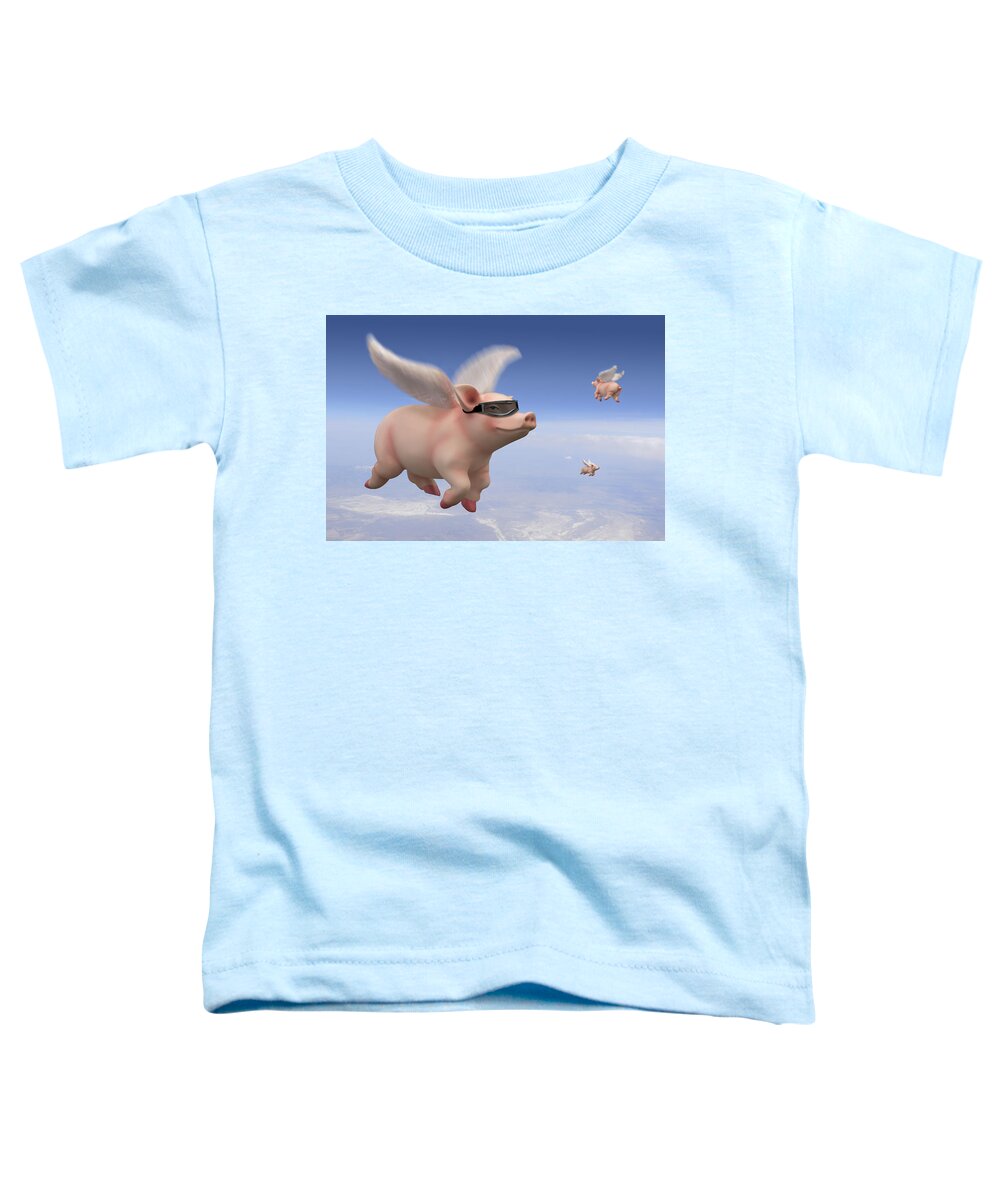 Pigs Fly Toddler T-Shirt featuring the photograph Pigs Fly by Mike McGlothlen