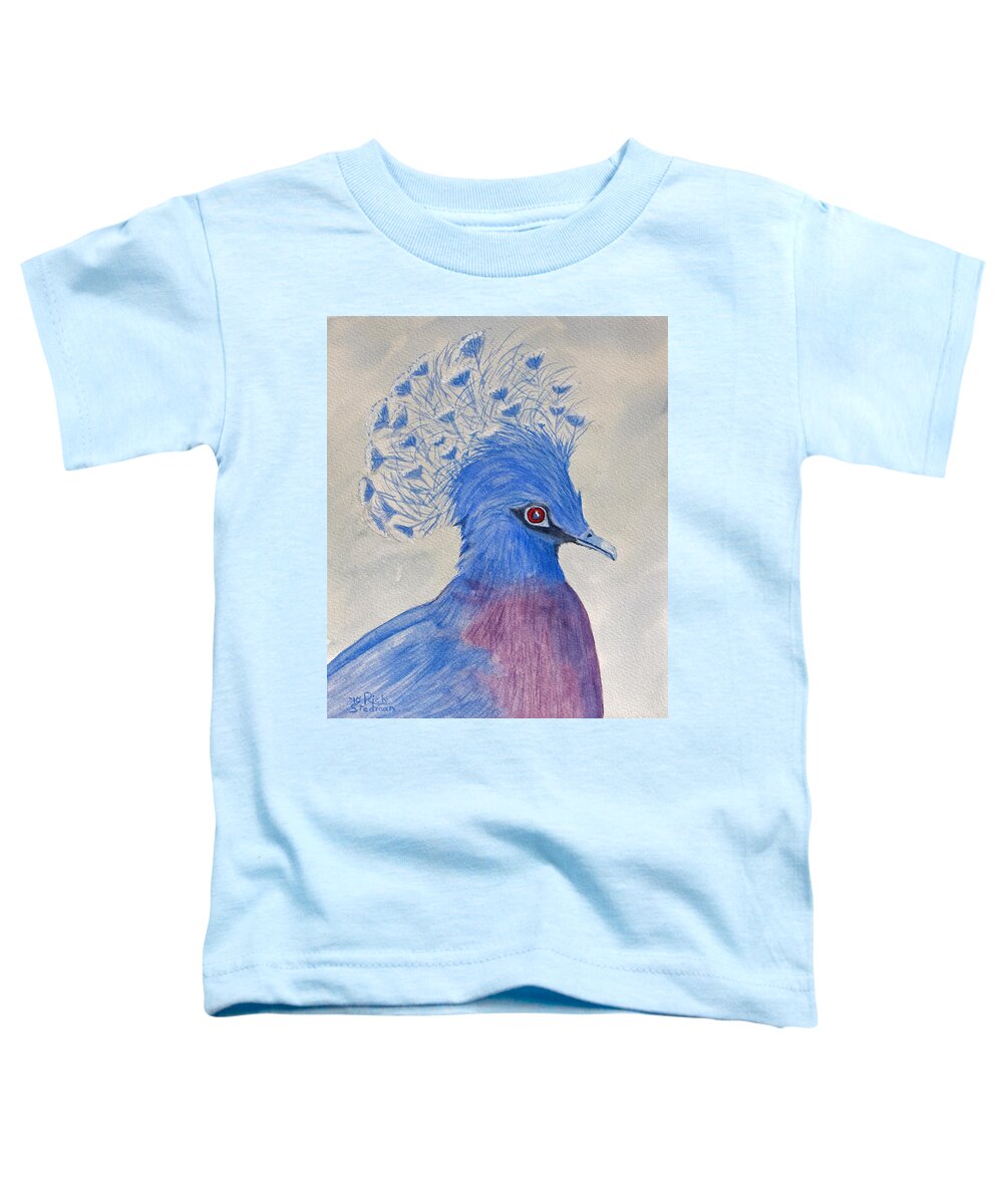 Pigeon Toddler T-Shirt featuring the painting Preston Pigeon by Richard Stedman